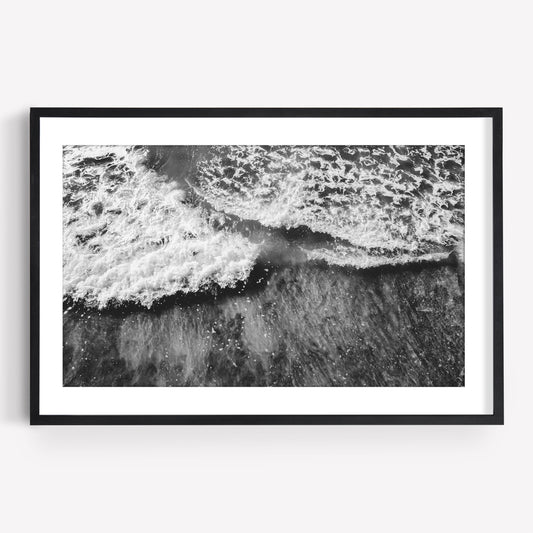 Aerial Ocean Print Black and White Framed Coastal Photography Minimalist Ocean Fine Art Beach House Decor Coastline Aerial Photography